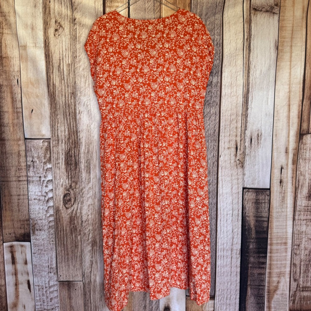 Madewell Orange Floral Midi Dress - Picture 2 of 9